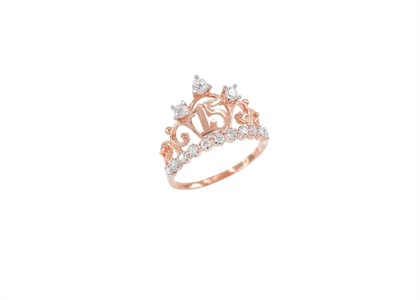 CZ Studded Numerical Fashion Crown Ring